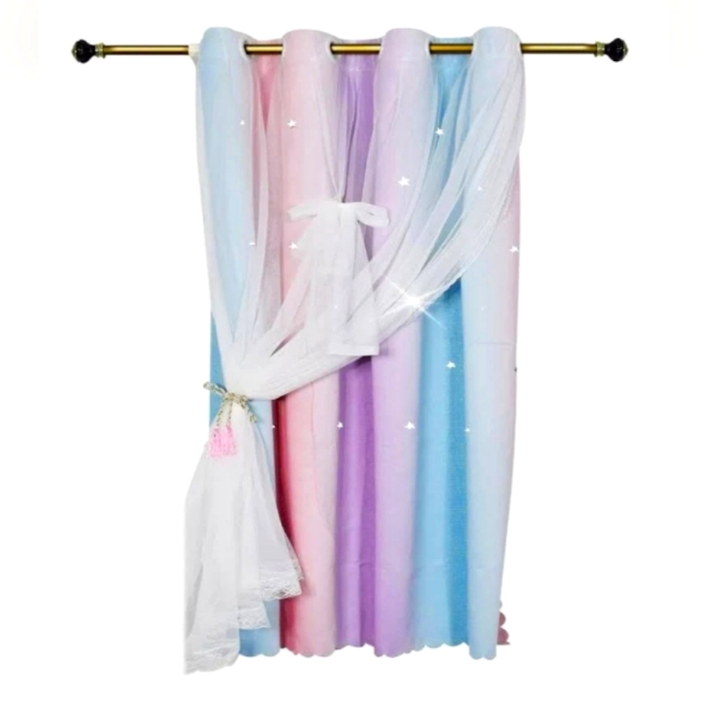 Dream Star Window Curtain for Kids - 34" W / 42" L
